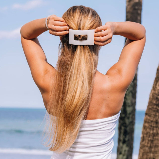 Teleties |  Flat Rectangle Hair Clip | Large | Coconut White