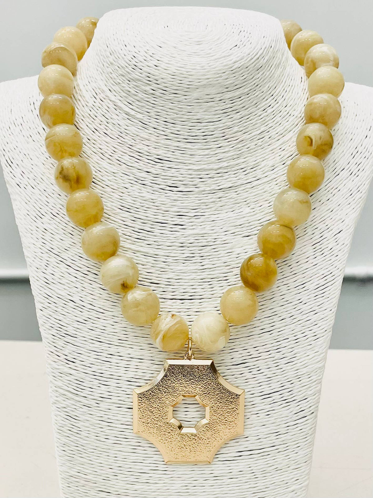 Two Forty Two | CHIC | Pendant on Beaded Necklace - Marbled Sand