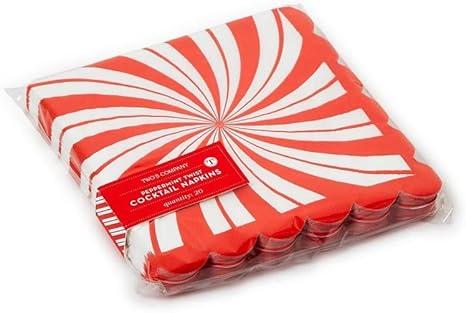 30Pc Peppermint Twist Cocktail Napkin with Scalloped Edge