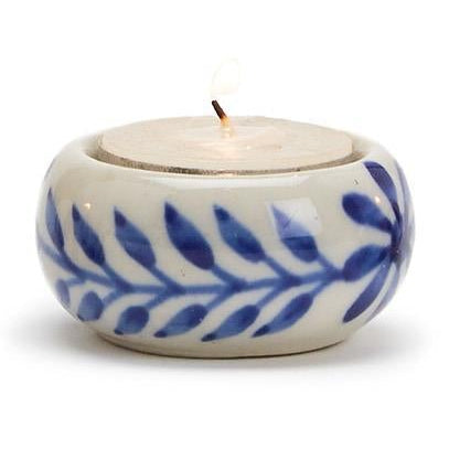 Two's Company | Blue and White Chinoiserie Candleholder with Tealight Candle