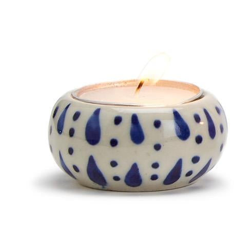 Two's Company | Blue and White Chinoiserie Candleholder with Tealight Candle