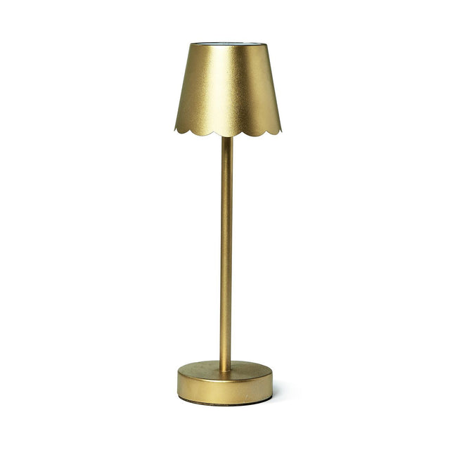 LED Cordless Table Lamp with Scalloped Edge Shade in Brass