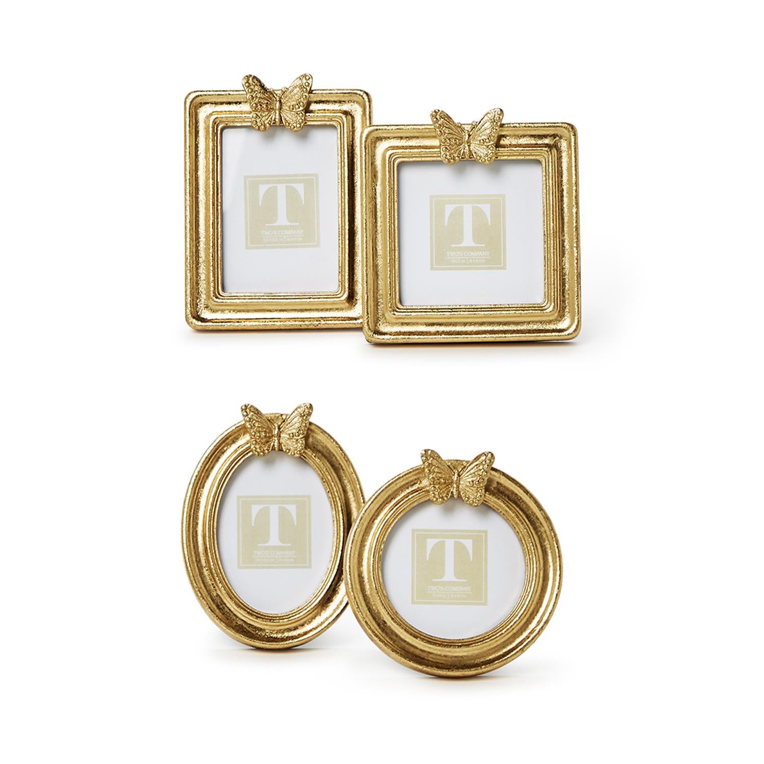 Two's Company | Golden Butterfly Gold Leaf Finish Photo Frame