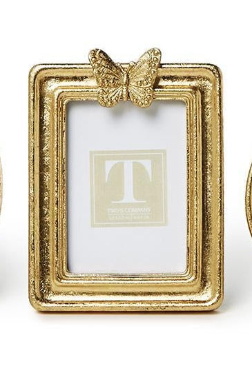 Two's Company | Golden Butterfly Gold Leaf Finish Photo Frame
