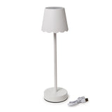 LED Cordless Table Lamp with Scalloped Edge Shade in White