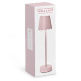 Two's Company | LED Cordless Table Lamp with Scalloped Edge Shade in Pink