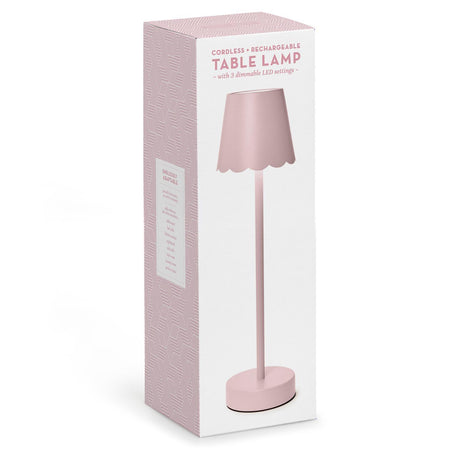 Two's Company | LED Cordless Table Lamp with Scalloped Edge Shade in Pink