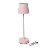 Two's Company | LED Cordless Table Lamp with Scalloped Edge Shade in Pink