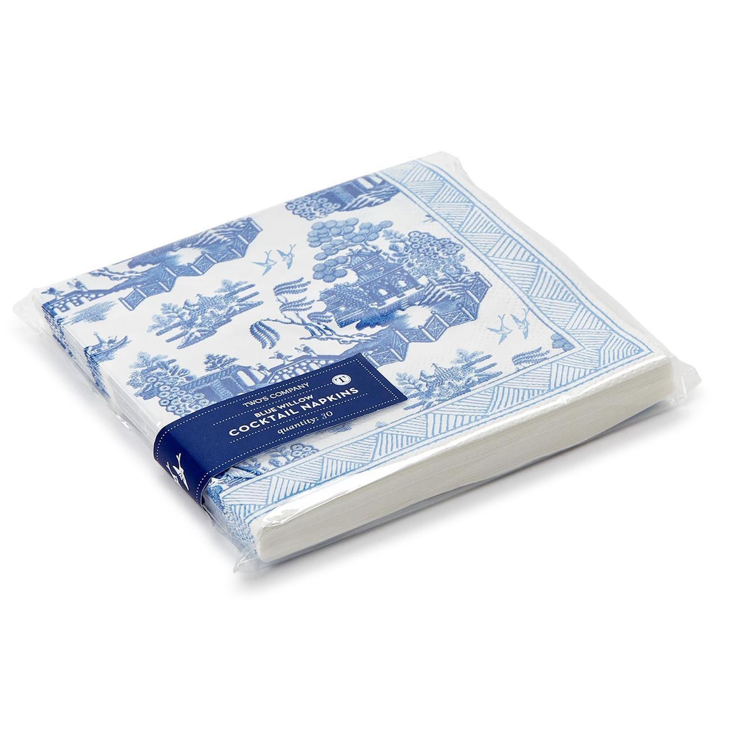 Two's Company | Blue Willow 3-Ply Paper Cocktail Napkin