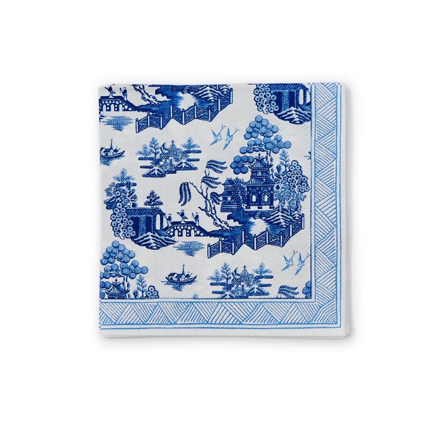 Two's Company | Blue Willow 3-Ply Paper Cocktail Napkin