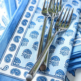 Chinoiserie Blue Block Print Cloth Napkins