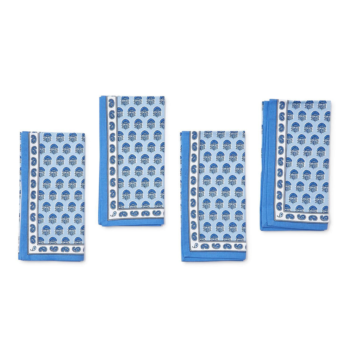 Chinoiserie Blue Block Print Cloth Napkins
