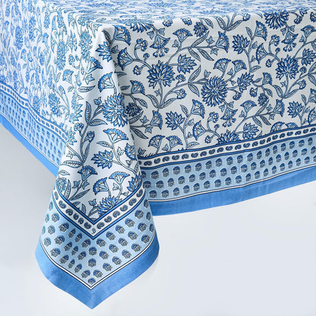 Chinoiserie Blue Block Print Design Tablecloths