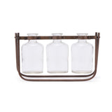 Hinged Flower Arranger with 3 Glass Bottle Vases on Metal Stand