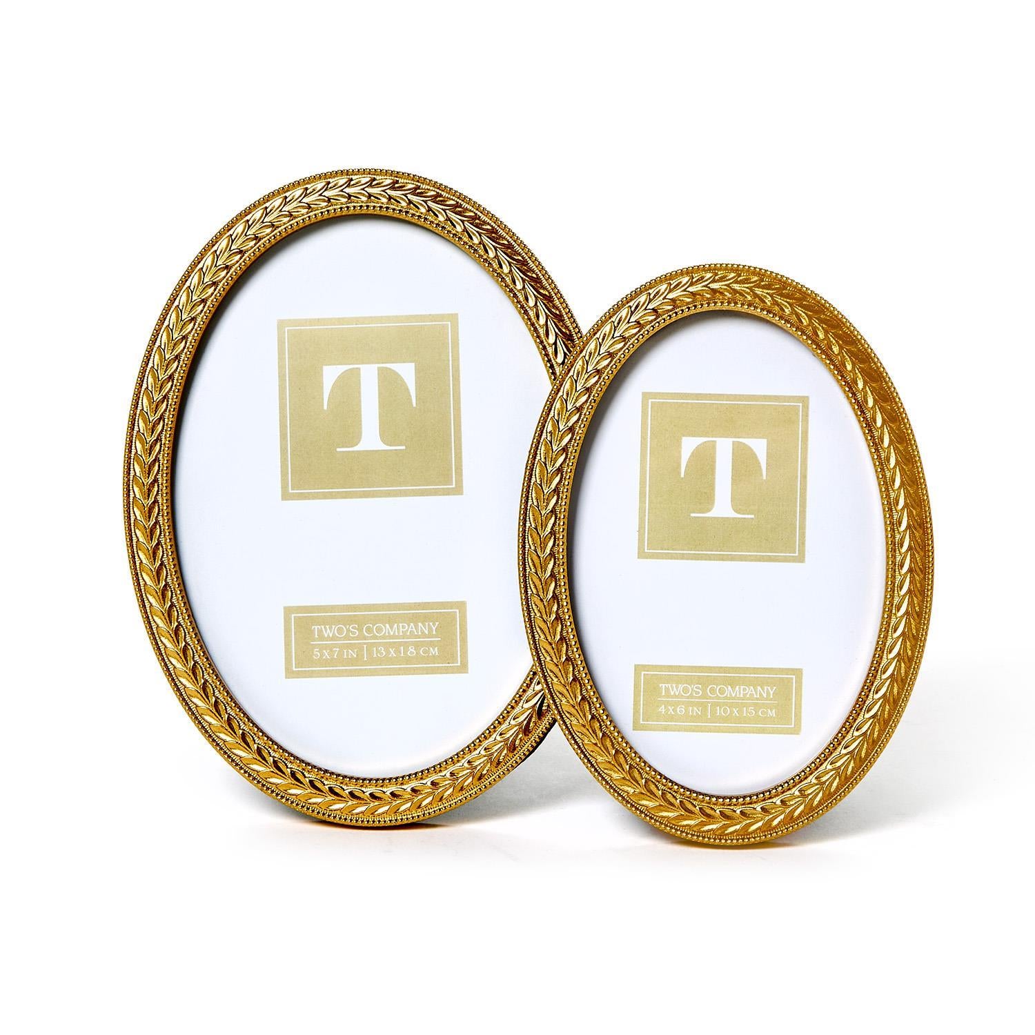 Two's Company | Laurel Wreath Gold Oval Photo Frames