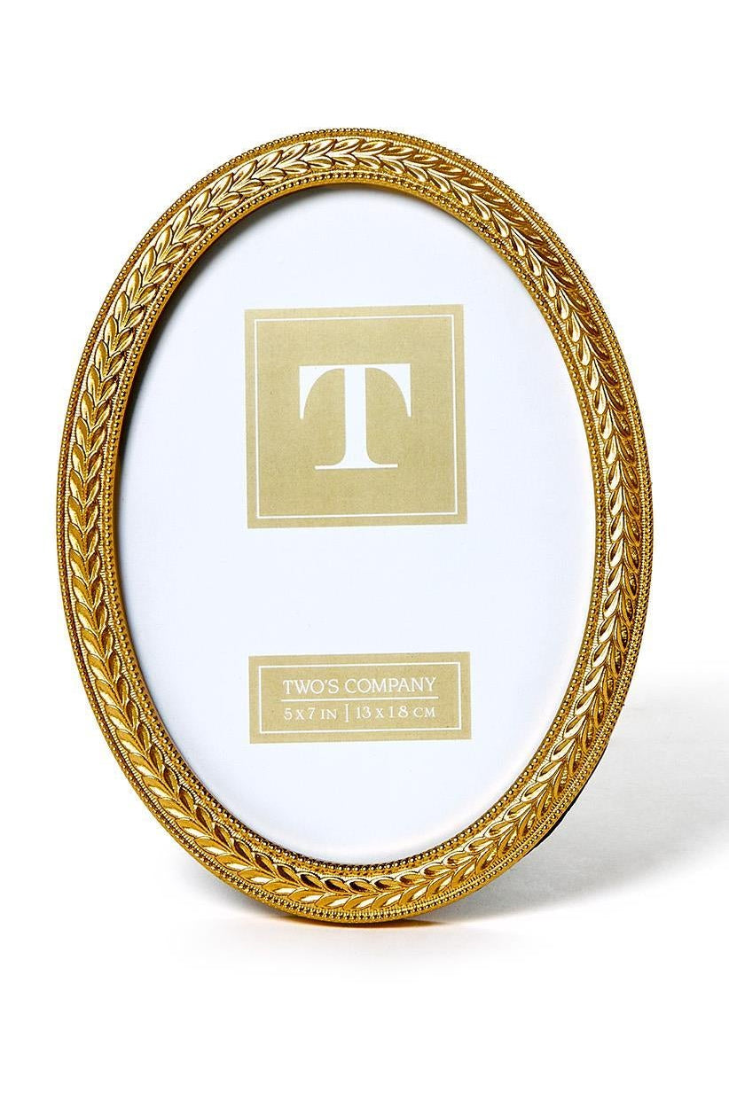 Two's Company | Laurel Wreath Gold Oval Photo Frames