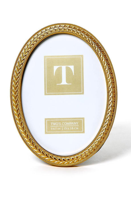 Two's Company | Laurel Wreath Gold Oval Photo Frames