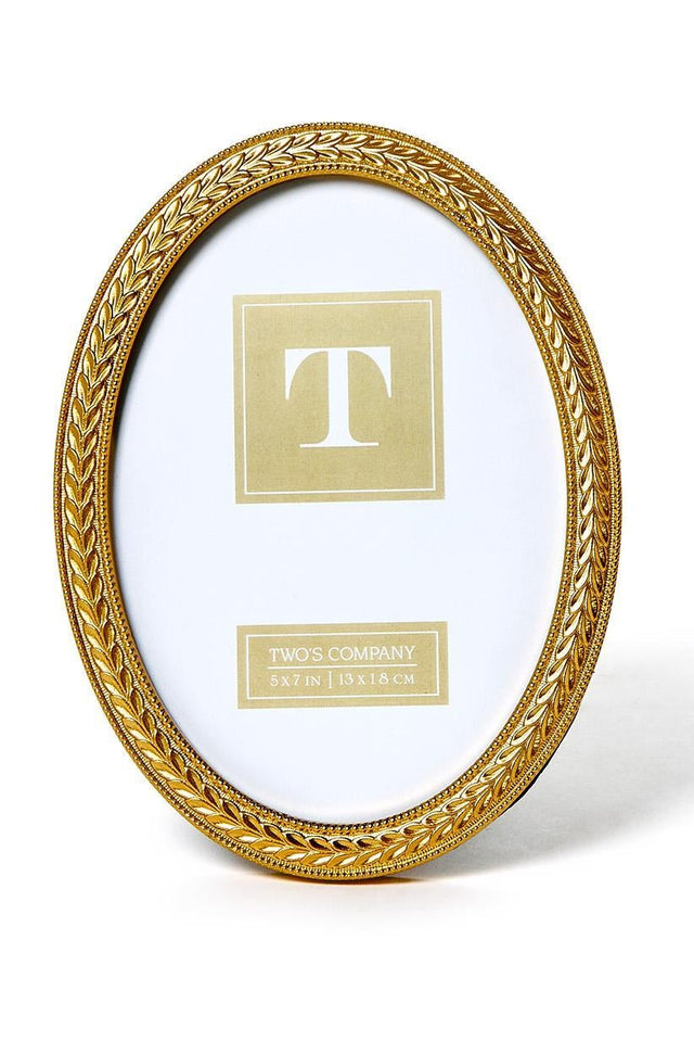 Two's Company | Laurel Wreath Gold Oval Photo Frames