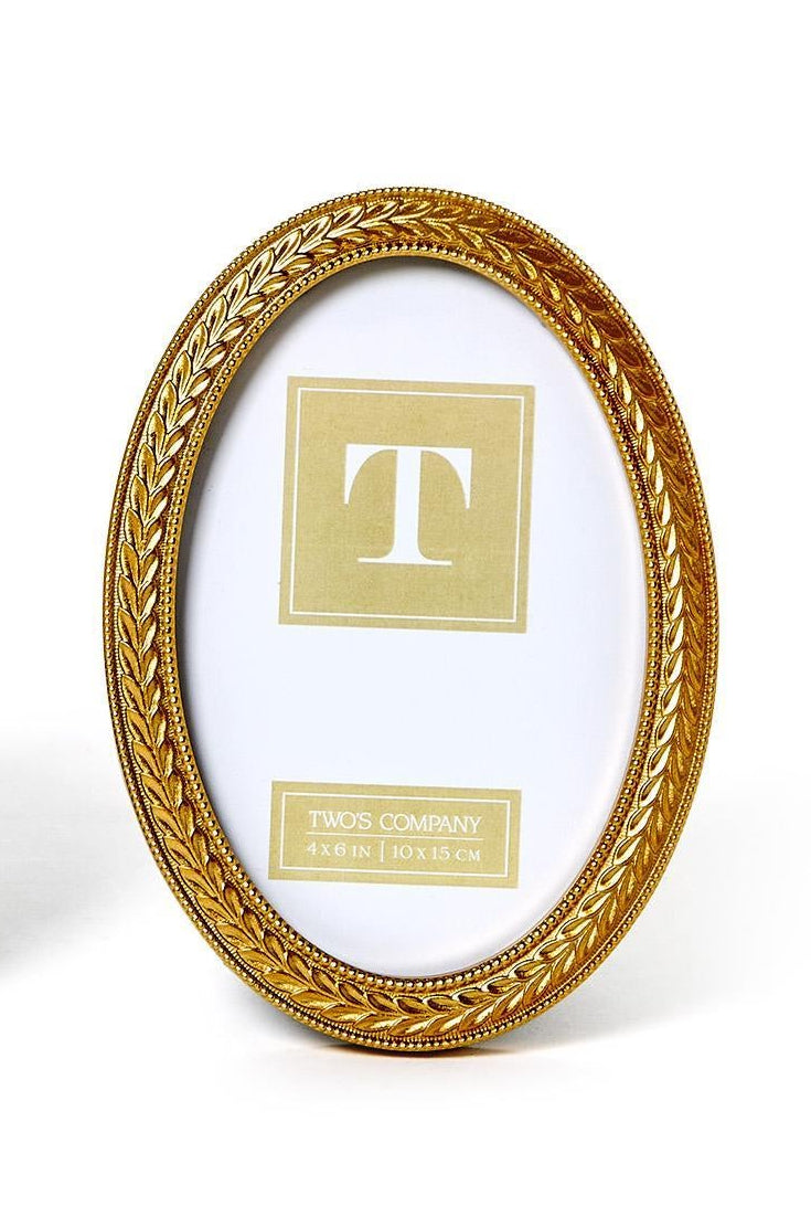 Two's Company | Laurel Wreath Gold Oval Photo Frames
