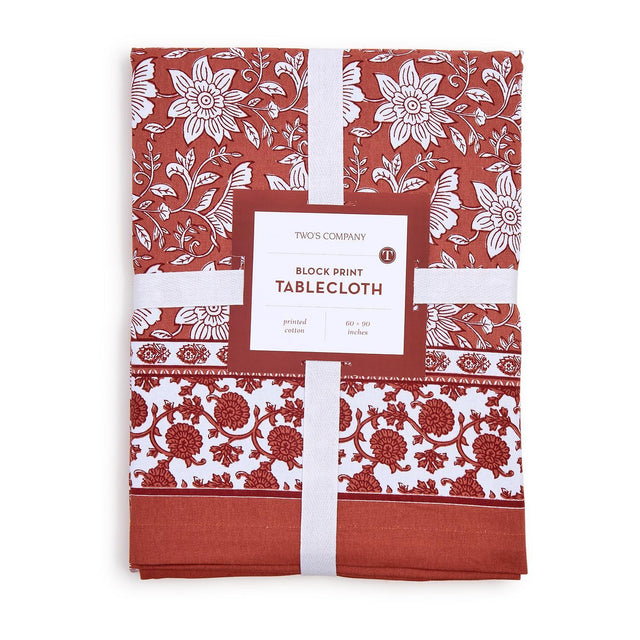Botanica Set of 2 Block Print Design Tablecloths