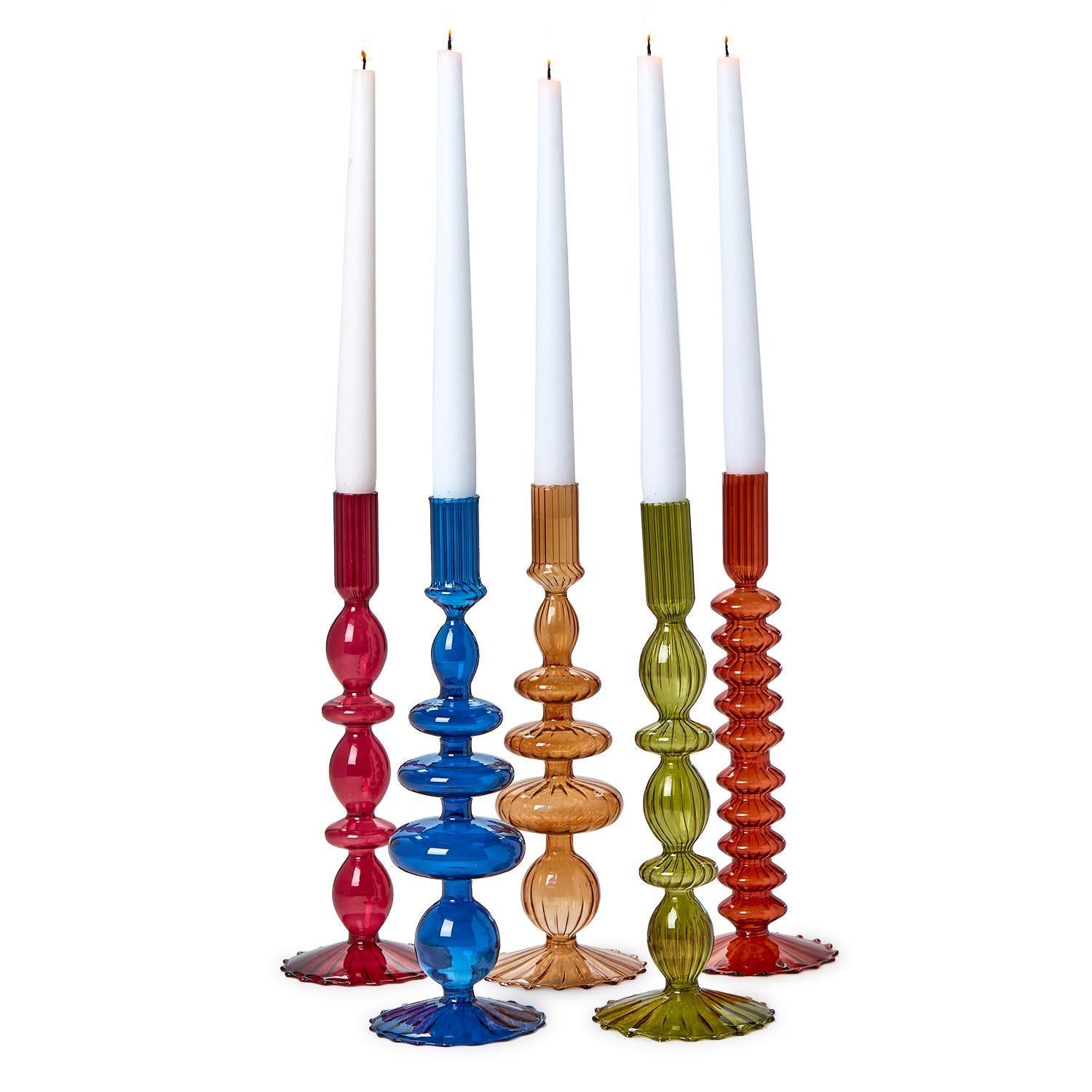 Blown Glass Taper Candleholders / Candlesticks