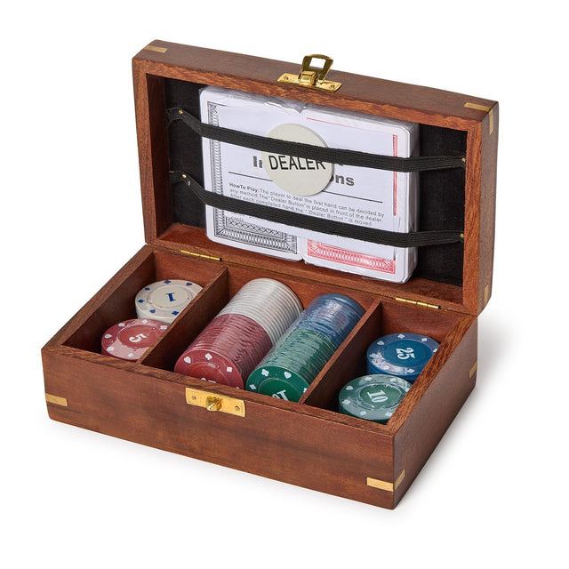 Two's Company |The Turf Club Poker Set in Hand-Crafted Wooden Box
