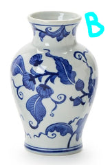 Two's Company | Blue Willow Hand-Painted Blue and White Floral Chinoiserie Vases