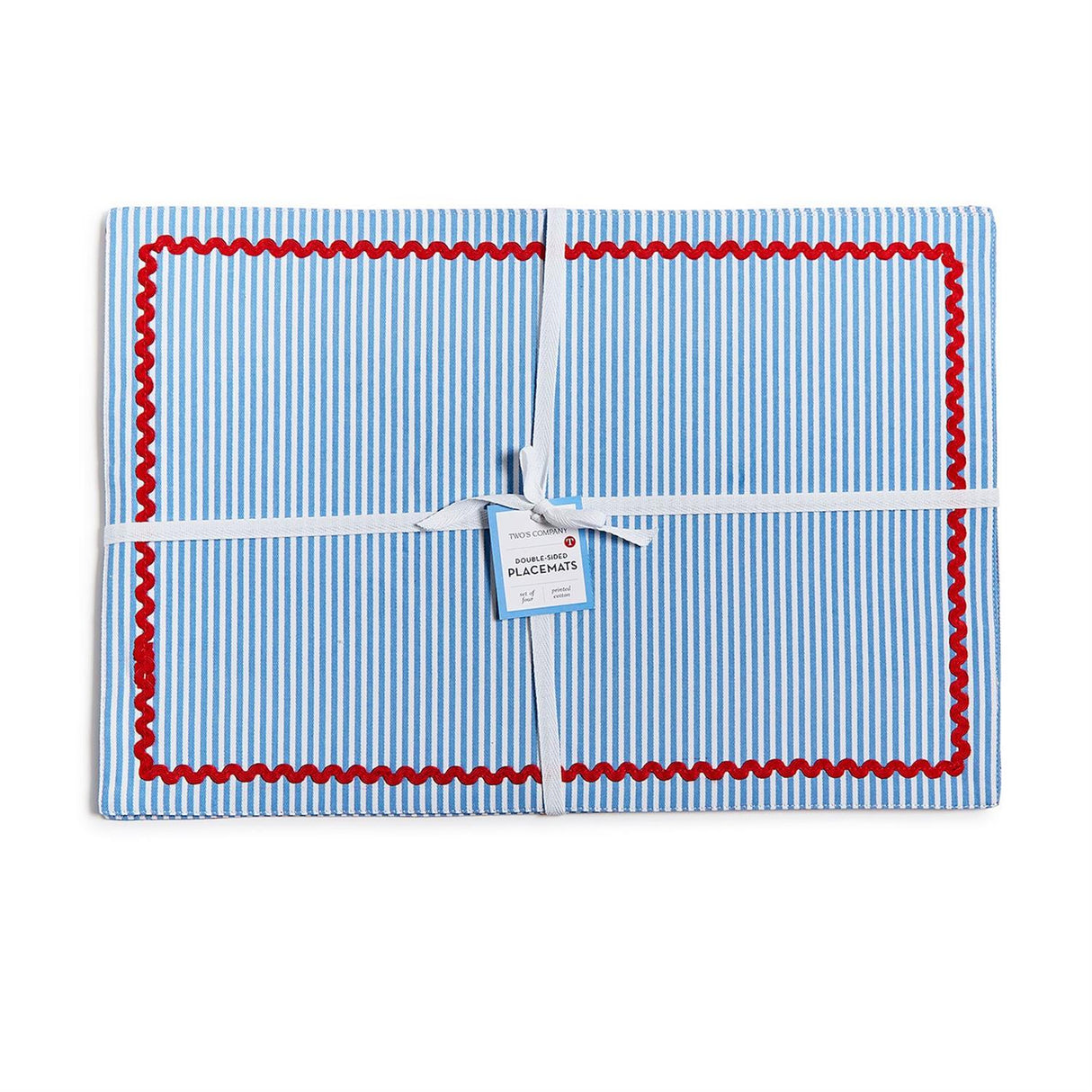 Two's Company | Red, White and Bloom Set of 4 Double-Sided Fabric Placemat