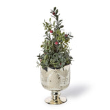 Two's Company | Hand Etched Glass Antiqued Mercury Finish Candleholder