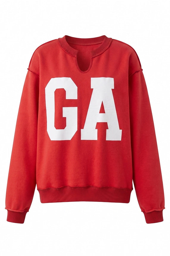 BucketList | Georgia Split-Neck Terry Sweatshirt