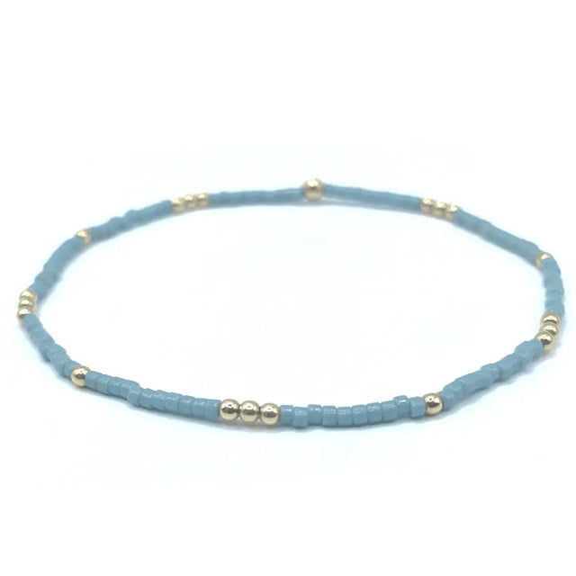 Erin Gray | 2mm Newport Pale Turquoise Blue + Gold Filled Waterproof Bracelet