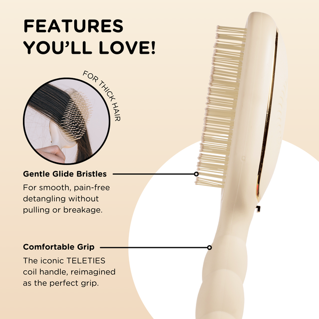 Teleties | Detangler Hair Brush for Thick Hair - Tan