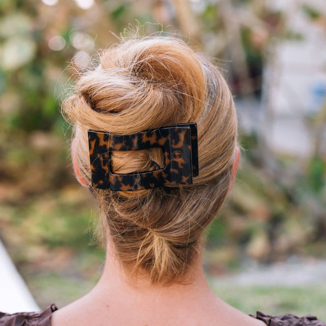 Teleties | Flat Rectangle Hair Clip | Large | Tortoise