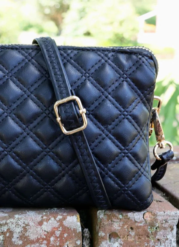 Caroline Hill | Liz Custom Collection Crossbody Bag Black Quilted SQ