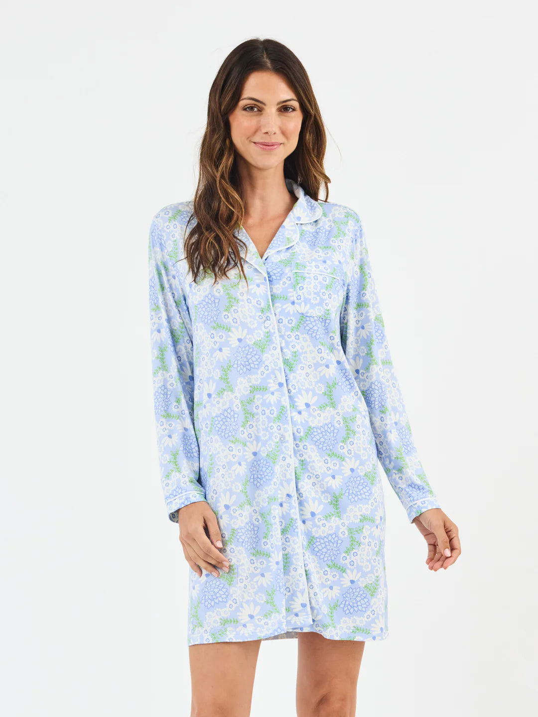 Mary Square | Charlotte Nightshirt- Daisy Chain Blue