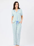 Mary Square | Charlotte Pant Sleep Set- Sweetbriar Lattice Blue