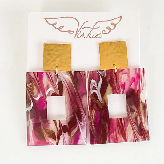 Virtue | Square Hammered Post Acrylic Earrings