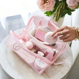 Case-Mate | Jelly Cosmetic Bag – Waterproof Lay-Flat Makeup Bag - Ballet Pink Bow