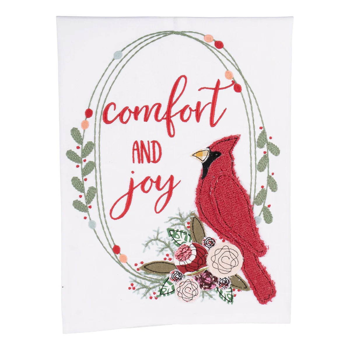 Glory Haus Christmas Red Bird Comfort & Joy Tea Towel