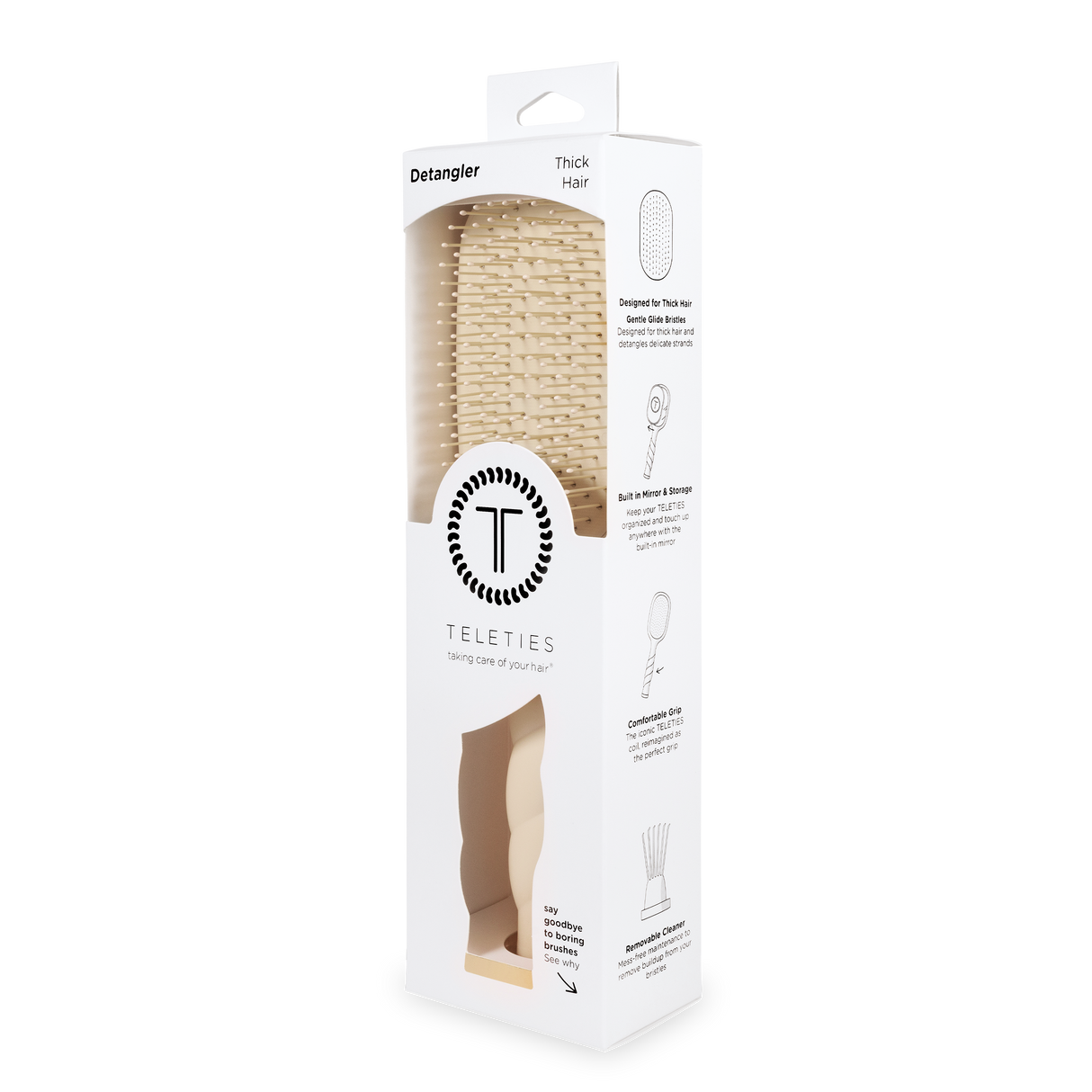 Teleties | Detangler Hair Brush for Thick Hair - Tan