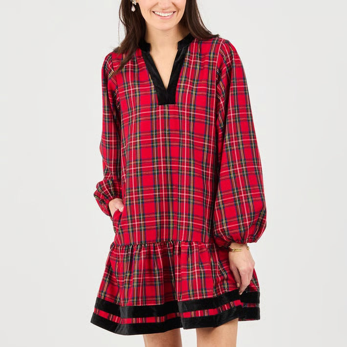 Mary Square | Sierra Dress in Plaid Red