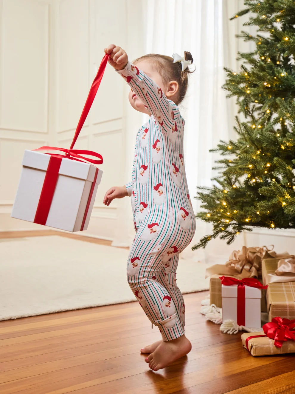 Mary Square | Annie Baby Onesie – Santa Baby Stripes