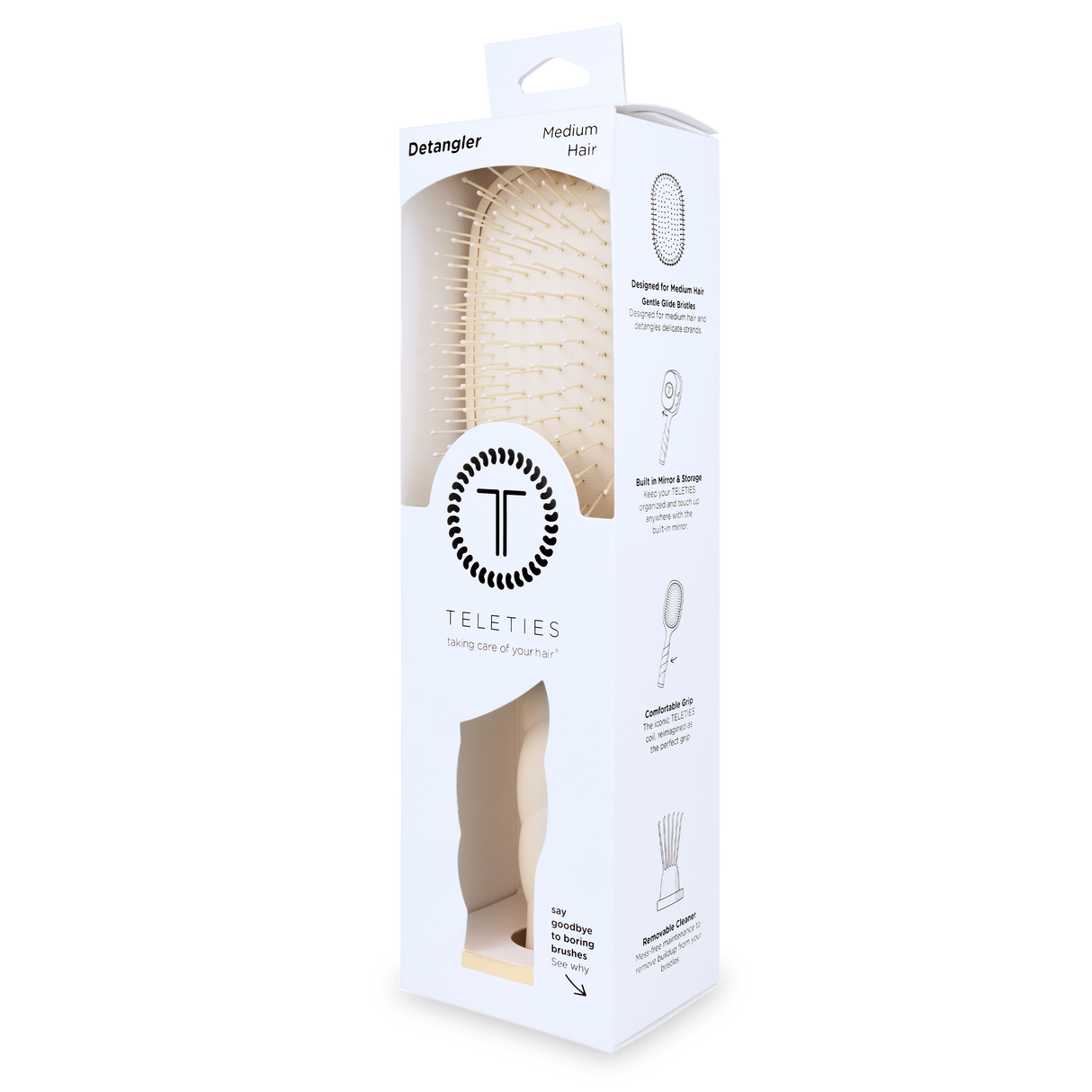 Teleties |  Detangler Hair Brush for Medium Hair - Tan