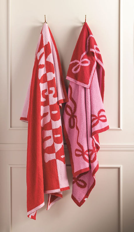 Mudpie | Bows Holiday Chenille Blanket