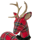 Two's Company | Holiday Tartan Deer with Velvet Bow & Glitter Accents