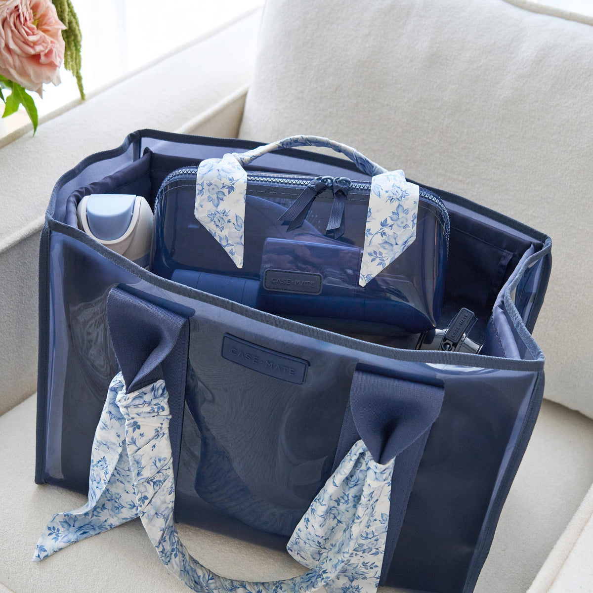 Case-Mate | Jelly Cosmetic Bag – Waterproof Lay-Flat Makeup Bag - Something Navy Twilly