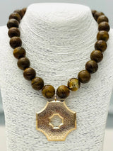 Two Forty Two | CHIC | Pendant on Beaded Necklace - Marbled Tortoise