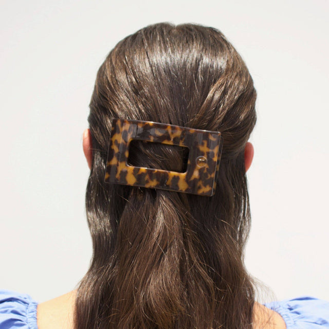 Teleties |  Flat Rectangle Hair Clip | Medium | Tortoise