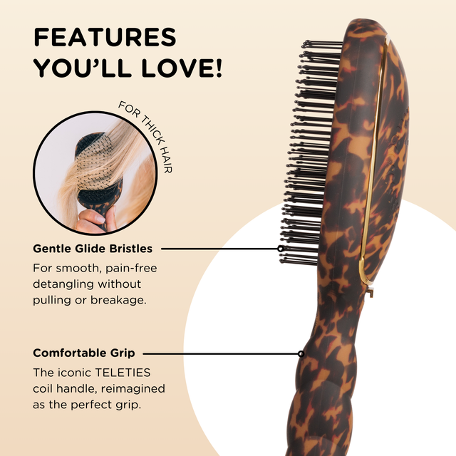 Teleties | Detangler Hair Brush for Thick Hair - Tortoise