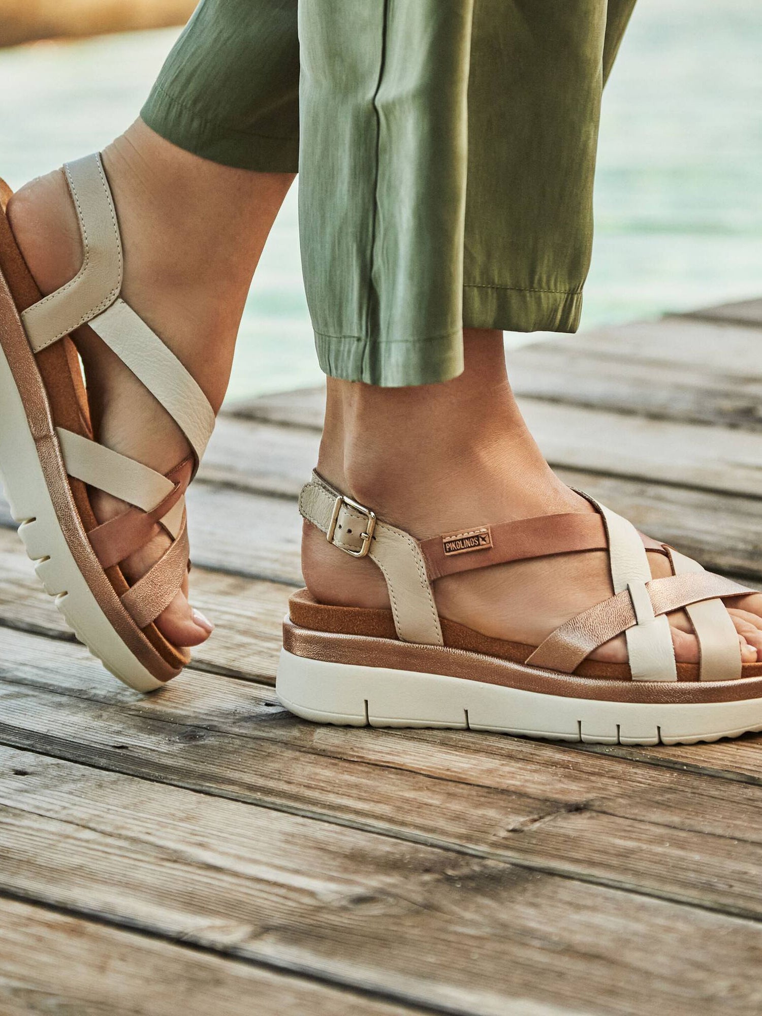 Pikolinos | Palma Sandal with Buckle - Marfil